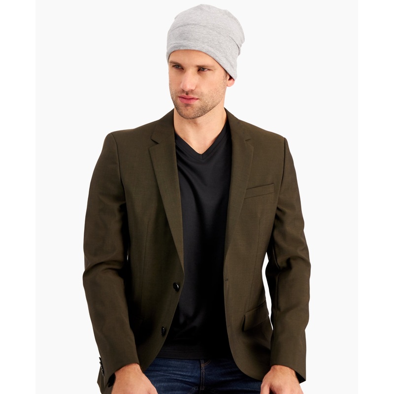 Alfani Mens Grey Cut Sew Beanie Hat OSFA
