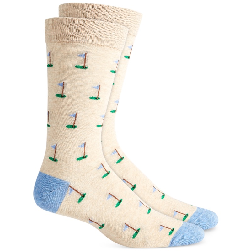 Club Room Men's Golf Crew Socks Beige blue