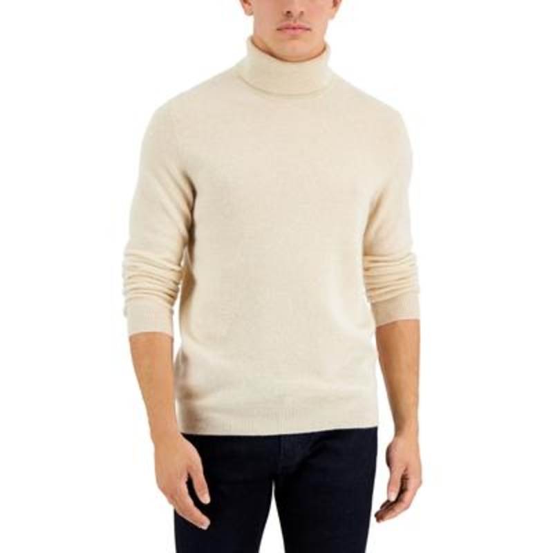 Club Room Mens Cashmere Turtleneck Sweater Oatmeal  Tan XL