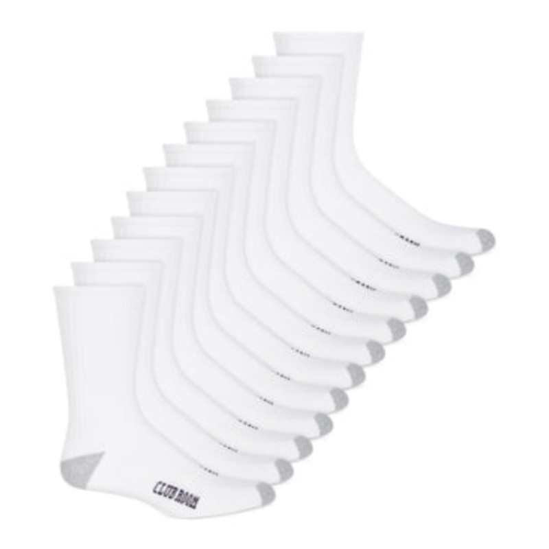 Club Room Mens Crew Socks 12 Pair White Cushioned Foot Bottom