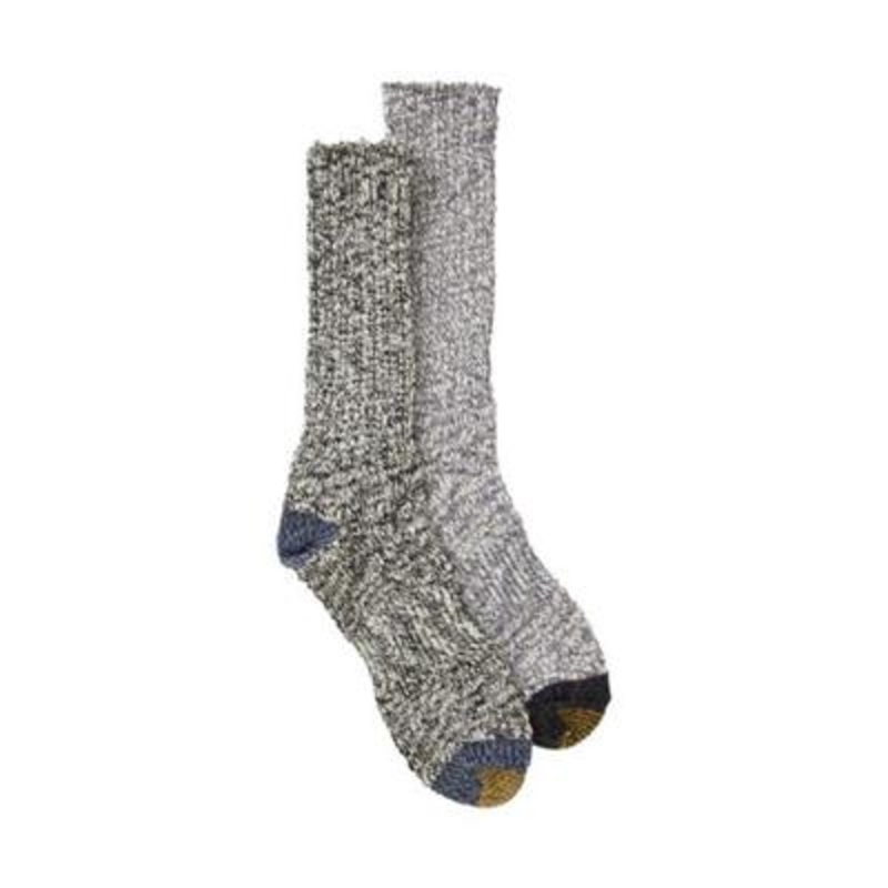 Gold Toe Men's Lodge 2 Pk. Moisture Wicking Crew Socks Light Blue Grey 6 - 12.5
