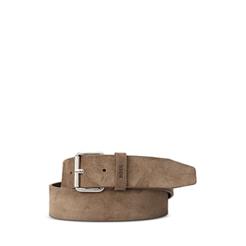 HUGO BOSS Men's Serge Logo Leather Belt Brown Beige Size 38