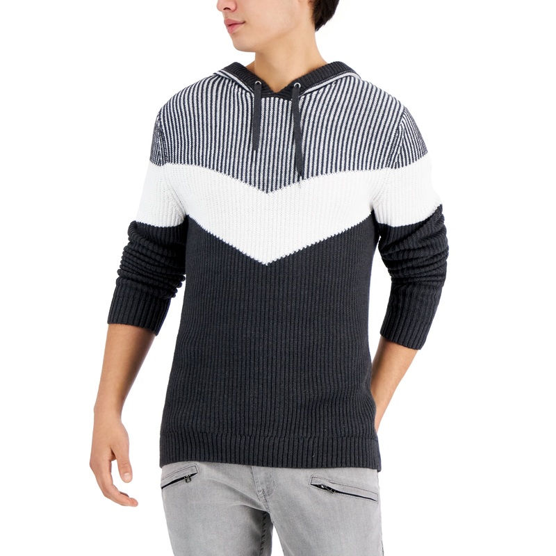 I.N.C. International Concepts Mens Colorblocked Hoodie Sweater Medium Black