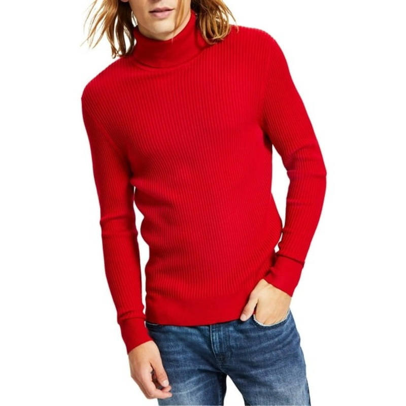 I.N.C. International Concepts Mens Ribbed Turtleneck Sweater Medium Red