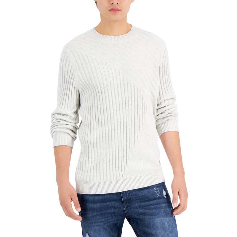 INC International Concepts Mens Tucker Crewneck Sweater Light Grey XL