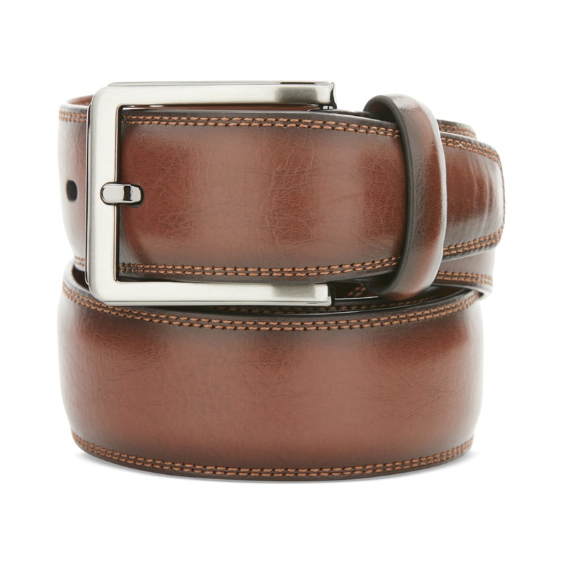 PERRY ELLIS PORTFOLIO Men's Bonded Leather Belt  Brown Medium 34 36