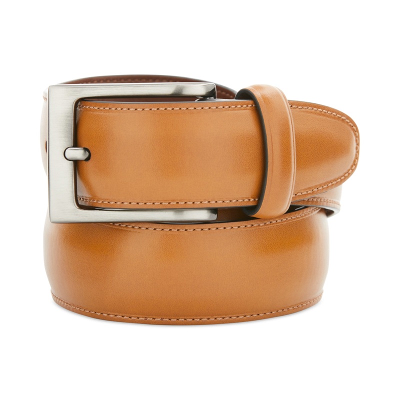 PERRY ELLIS PORTFOLIO Men's Bonded Leather Belt Luggage Brown Large 38 40