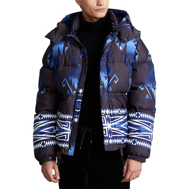 Polo Ralph Lauren Mens Hooded Convertible Down Jacket Blue XL