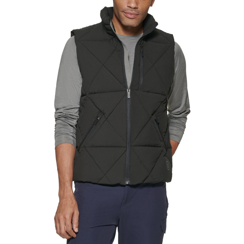BASS OUTDOOR Men's Glacier Hiking Diamond Quilted Vest Black Large