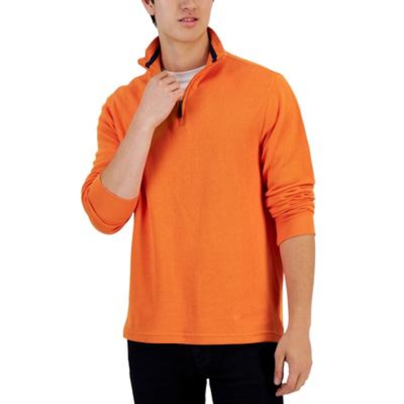 Club Room Men's Quarter Zip Sweater French Roasted Pumpkin XL Classic-Fit