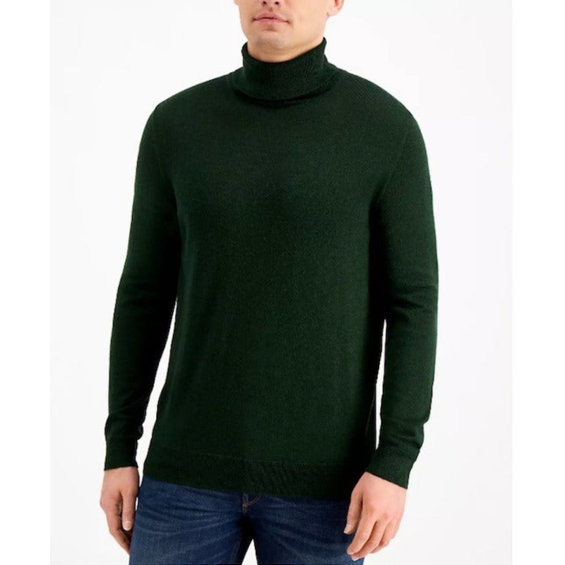 Club Room Mens Merino Wool  Turtleneck Sweater Green Small