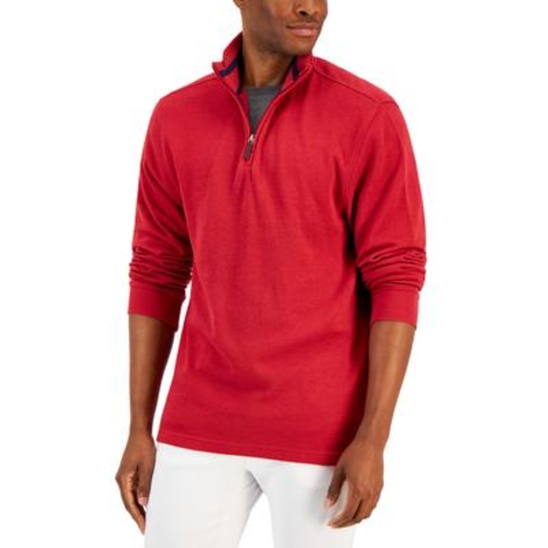 Club Room Mens Quarter Zip Classic Fit Sweater Red Large
