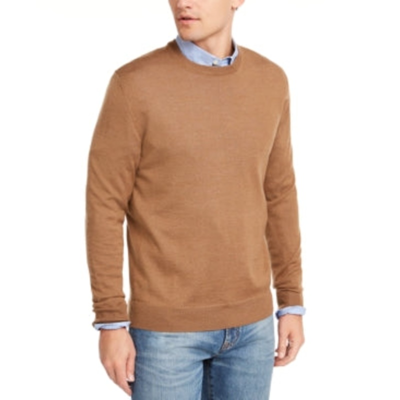 Club Room Mens Regular-Fit Crewneck Sweater Fawn Heather XL