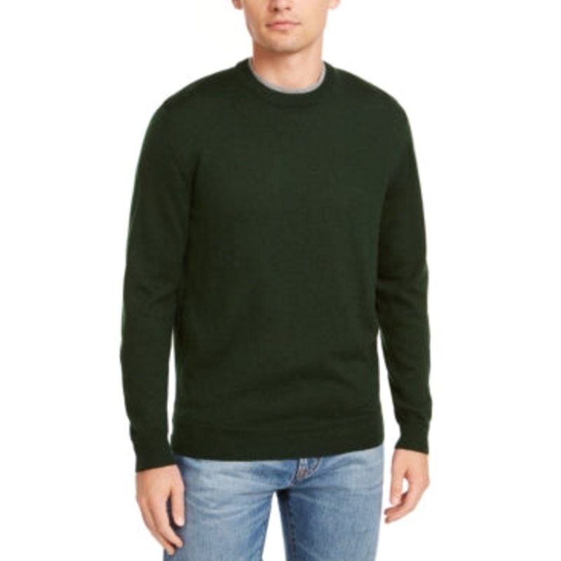 Club Room Mens Regular Fit Crewneck Sweater Green Large