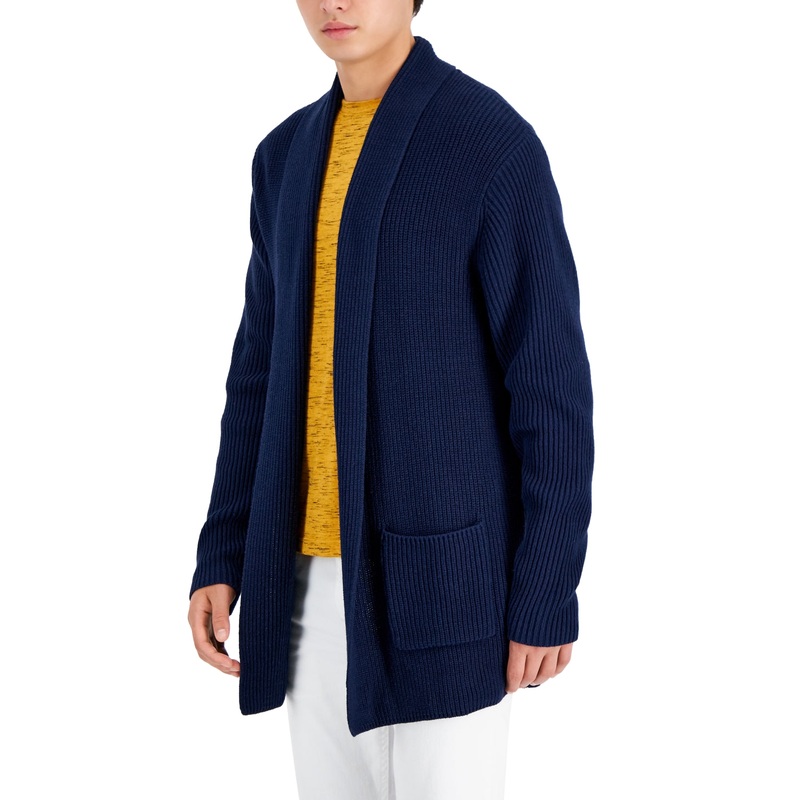 I.N.C. International Concepts Men's Long Navy Ribbed Cardigan Sweater Large Navy