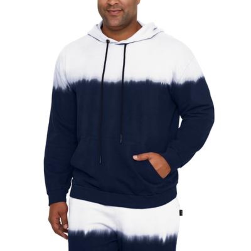 MVP Collection Men's Dip Dye Hoodie Sweatshirt Navy Blue White 5XL