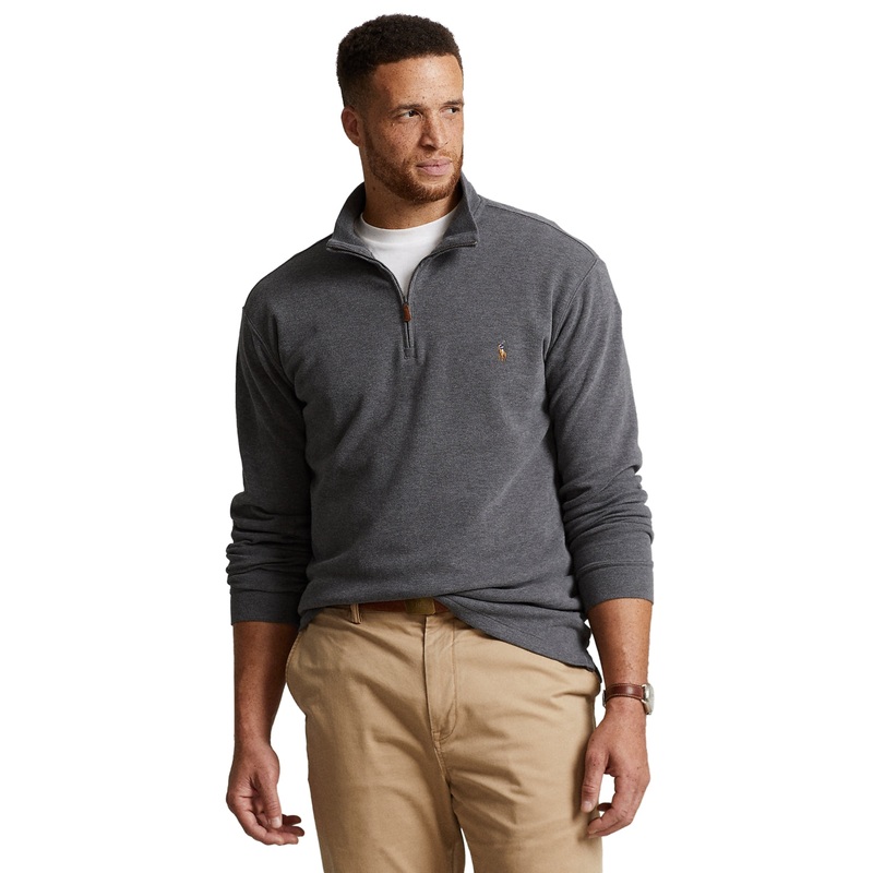 Polo Ralph Lauren Men's Big Tall Quarter-Zip Sweater XLT XL Tall Grey