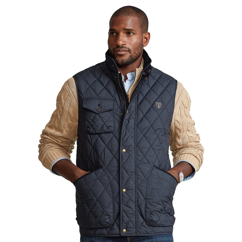 Polo Ralph Lauren Men's Big & Tall Water Repellant Quilted Vest Polo Black 2XB
