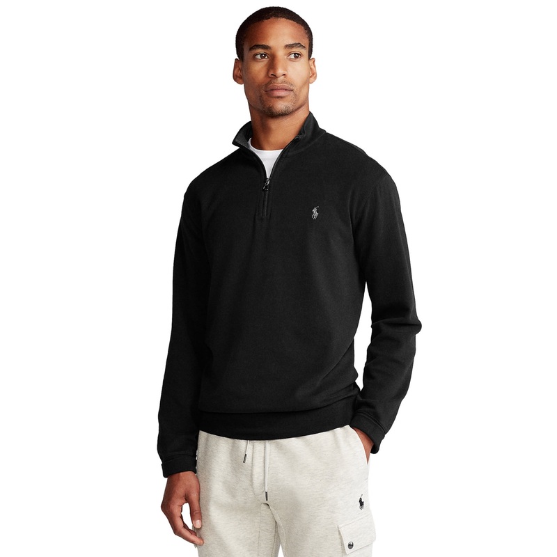 Polo Ralph Lauren Men's Jersey Quarter-Zip Pullover Sweater Black XLT XL Tall