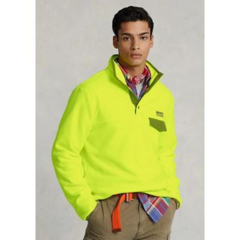 Polo Ralph Lauren Mens Brushed Fleece Pullover Sweatshirt Small Safety Yellow
