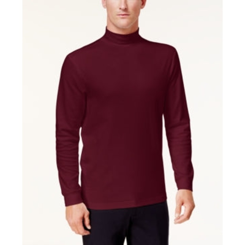 Club Room Men's Red Plum Mock Neck Shirt Large