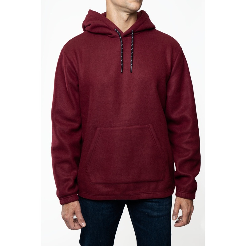 Lazer Men's Polar Fleece Pullover Hooded Sweatshirt Small Maroon Red Pullover