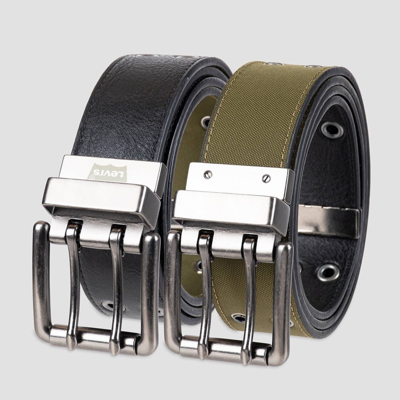Levis Mens Reversible Belt Black Olive Green 34 -36 Medium