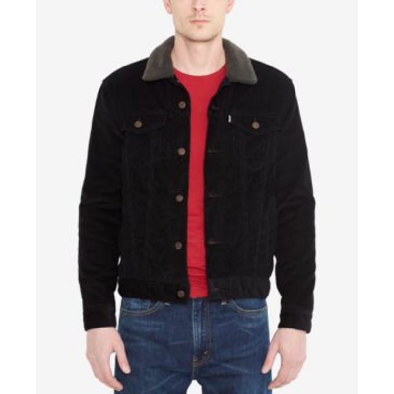 Levis Mens Sherpa Denim Jean Jacket Duvall Black XXL 2XL