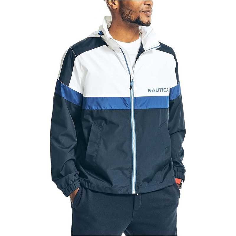 Nautica Men's Colorblock Jacket XXL 2XL Navy Blue / White