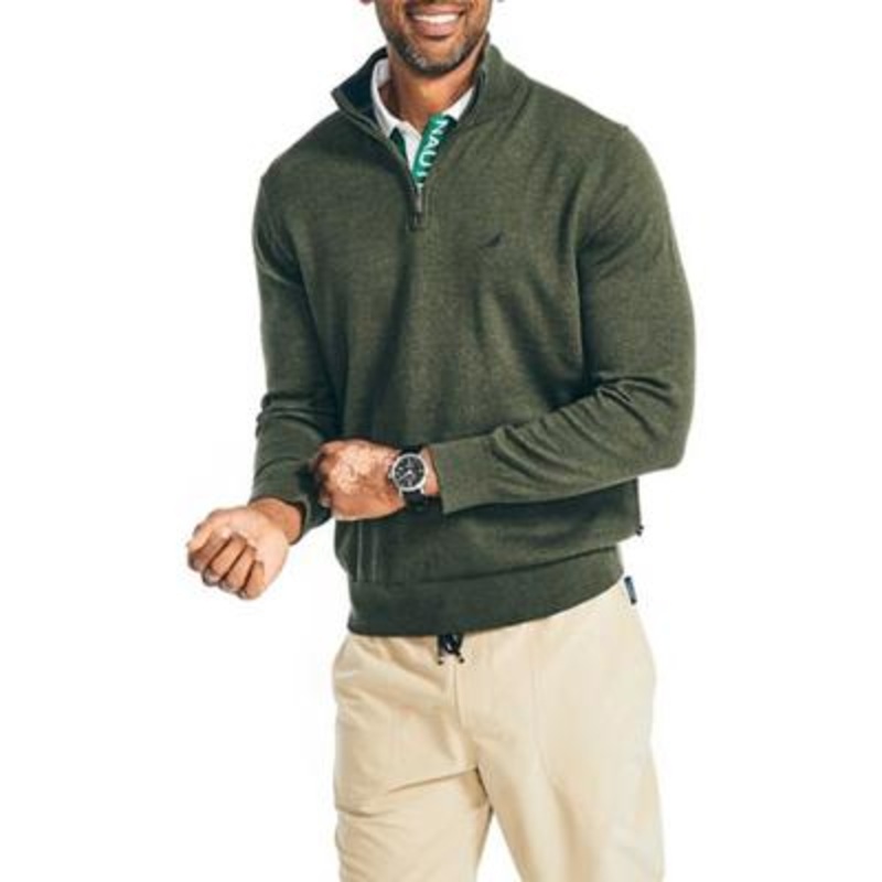 Nautica Mens Navtech Quarter Zip Sweater Medium Classic Hunter Green