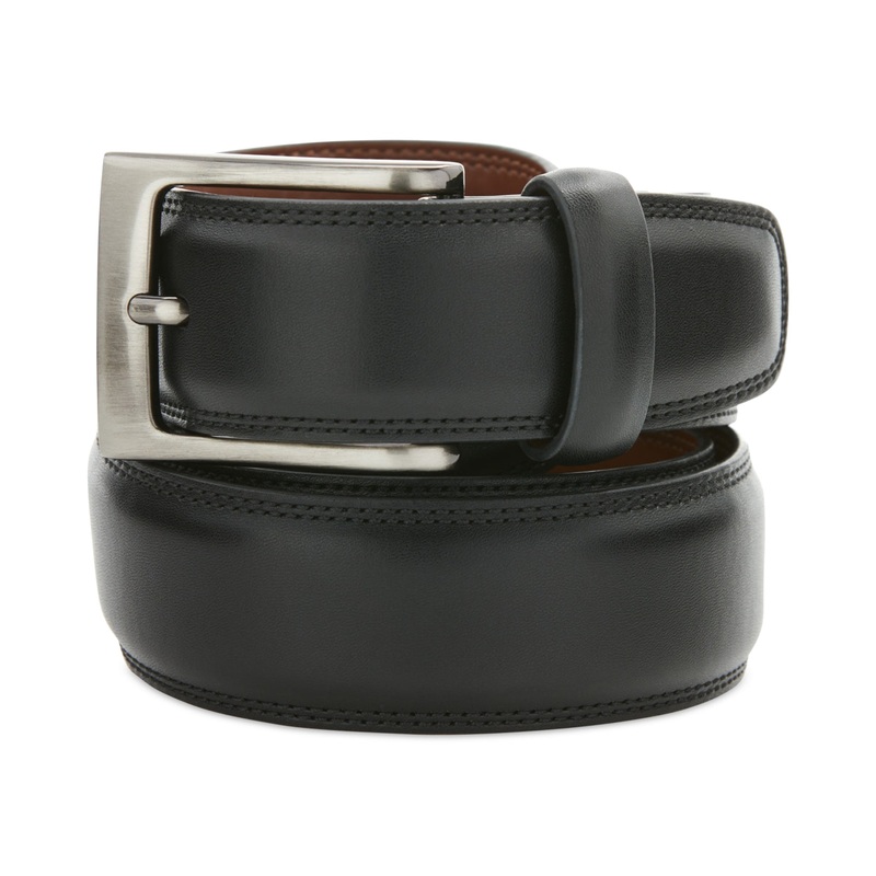 Perry Ellis Mens Full Grain Leather Belt Black Large 38 40 US