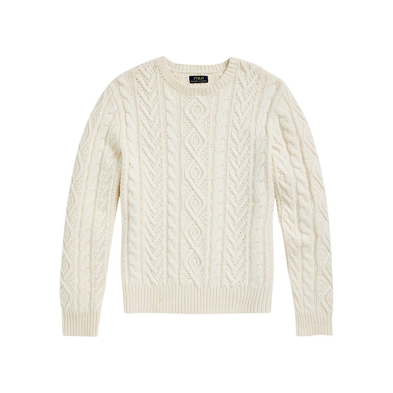 Polo Ralph Lauren Mens The Iconic Fisherman's Wool Cashmere Blend Sweater Andover Cream S