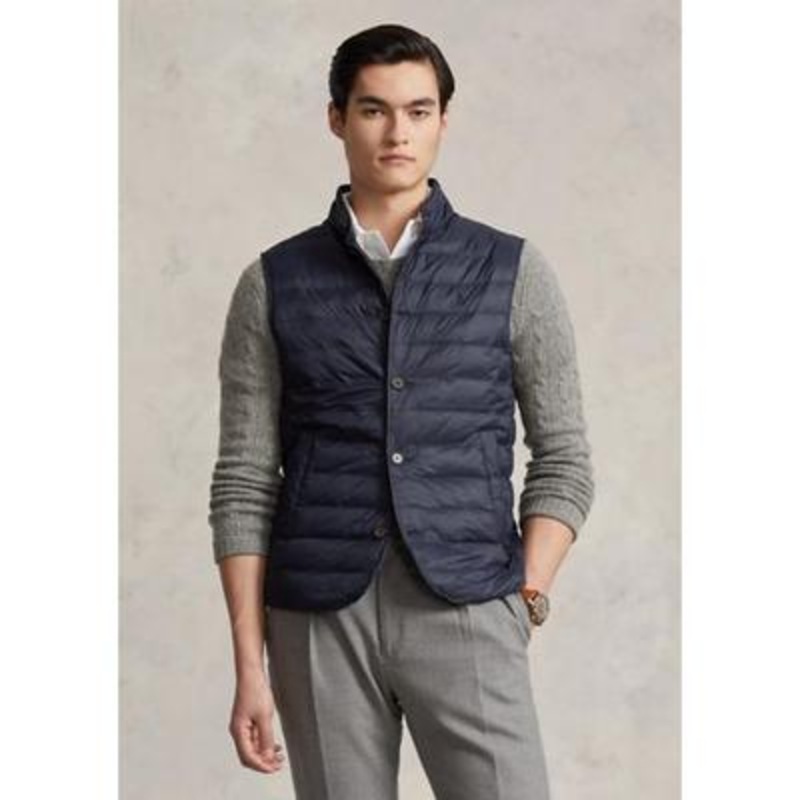Polo Ralph Lauren Mens Water-Repellent Quilted  Vest Navy Blue Large