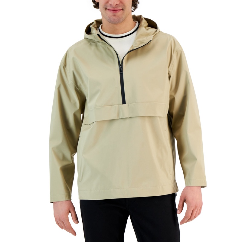 Alfani Men's AlfaTech Popover Anorak Lightweight Jacket Small Beige
