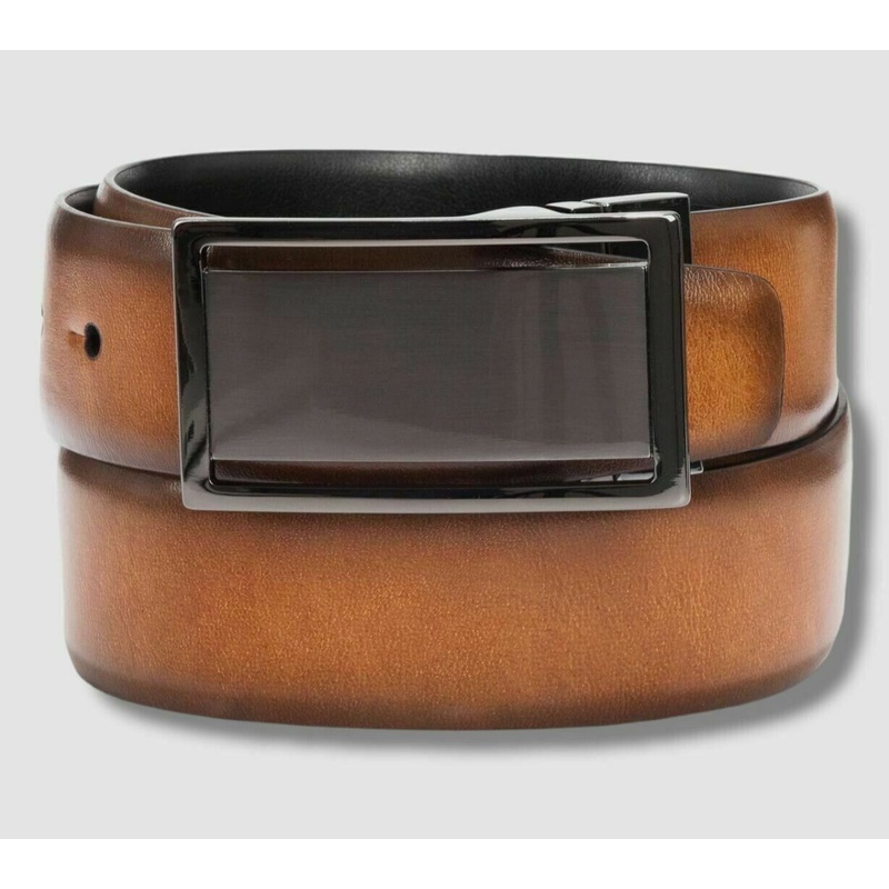 ALFANI Mens Reversible Cut-Out Plaque Belt Tan Black Small 30 32