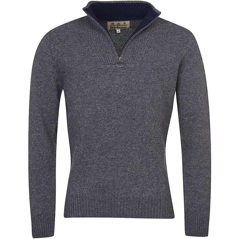 Barbour Men's Nelson Essential  Quarter Zip  Wool Sweater Storm Grey Large