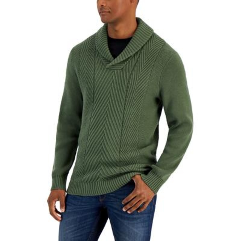 Club Room Mens Chunky Shawl Neck Sweater XL Wild Ivy Green