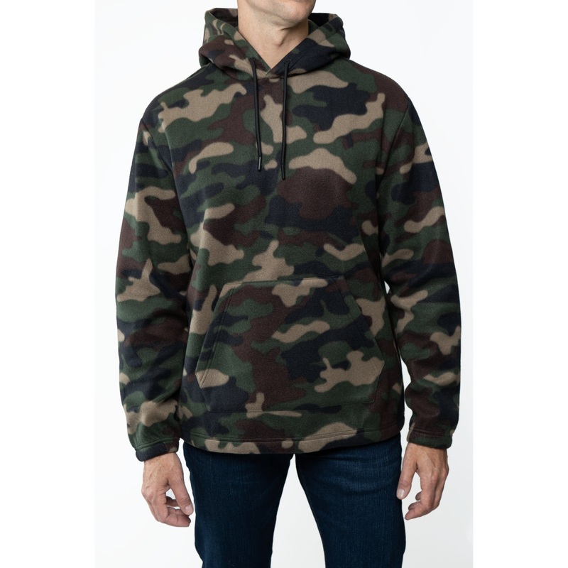 LAZER Mens Polar Fleece Pullover Hoodie Sweatshirt Green Large