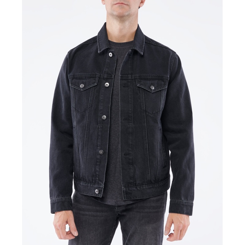 Lazer Mens Standard Fit Denim Trucker Jacket Black Wash Large