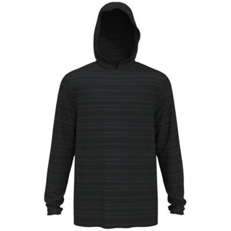 PGA TOUR Mens Performance Pullover Hoodie Shirt Textured Stripe Black Large