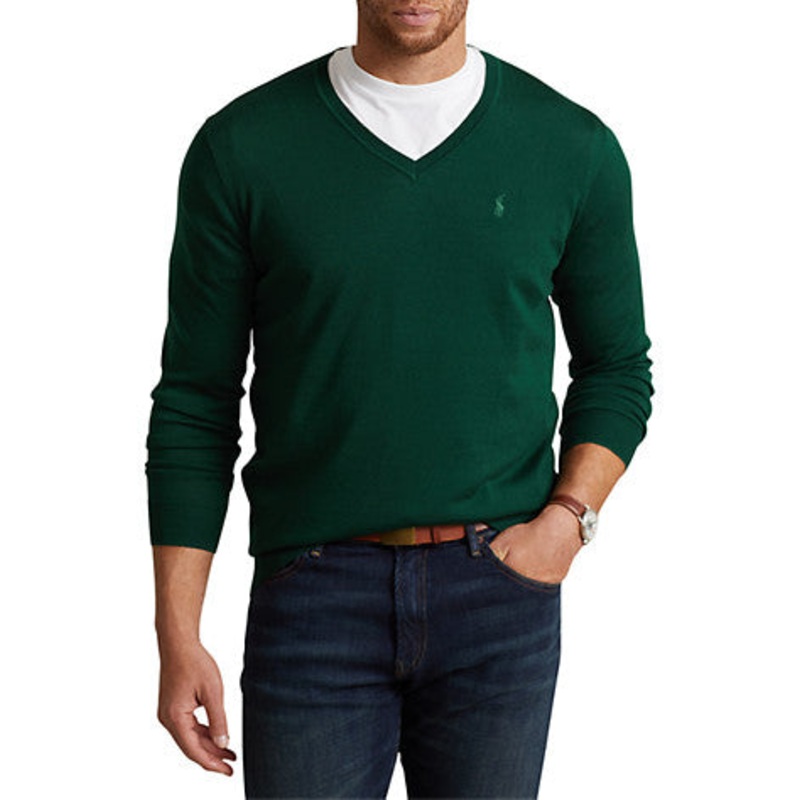 Polo Ralph Lauren Men's Big Tall Washable Italian Wool Sweater Green 3XB