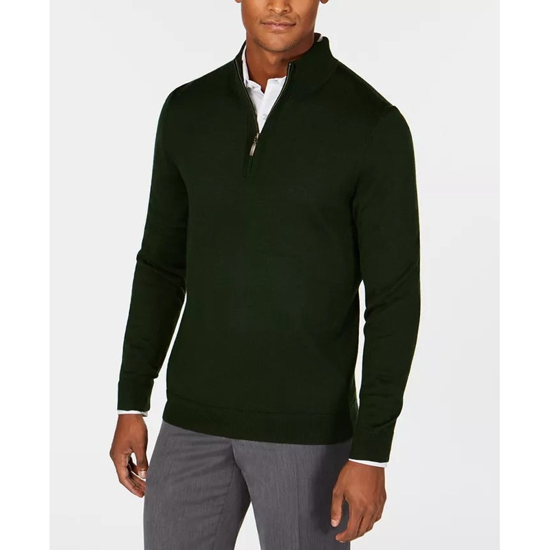 Club Room Men's Regular Fit Quarter Zip Sweater Ivy League Green Medium