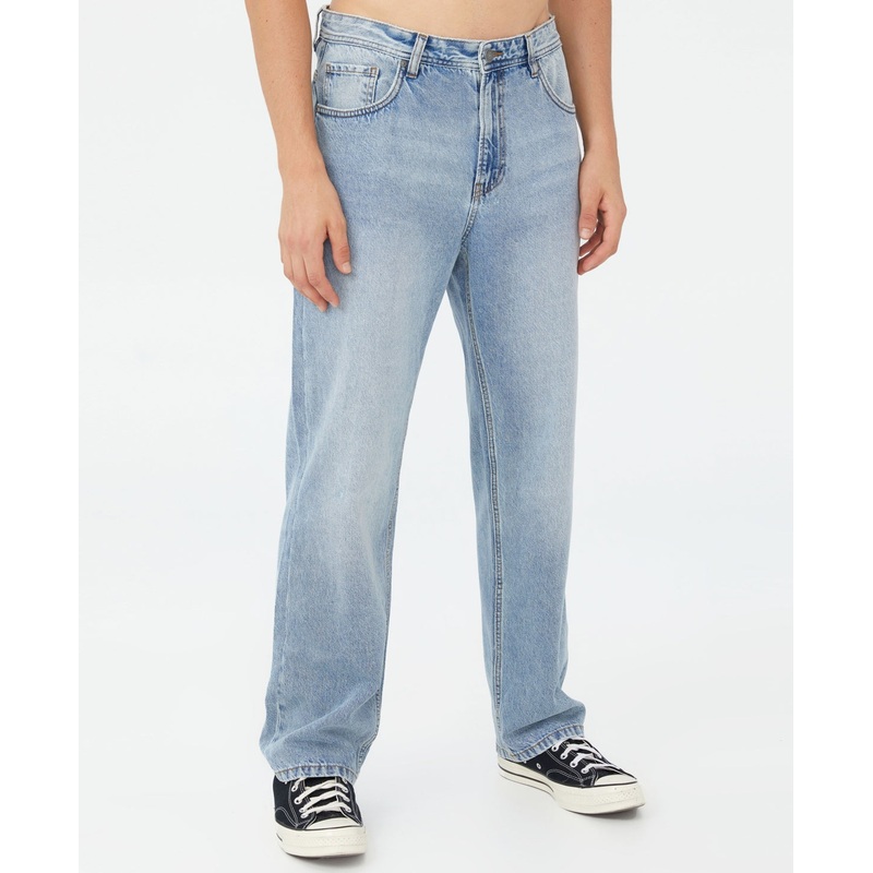 COTTON ON Mens Baggy Jeans Light Blue 32