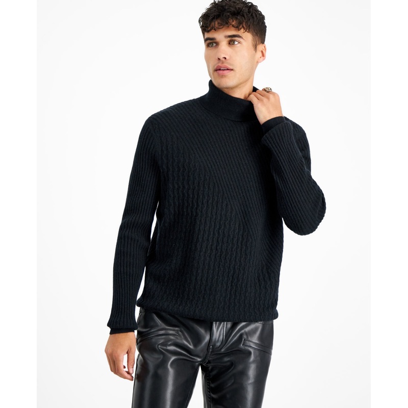 I.N.C. International Concepts Men's Wool Turtleneck Sweater Deep Black Medium