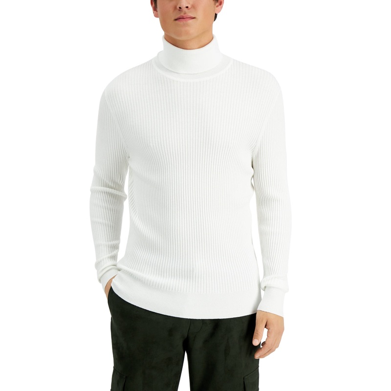 INC International Concepts Mens Ribbed Turtleneck Sweater XXL 2XL White