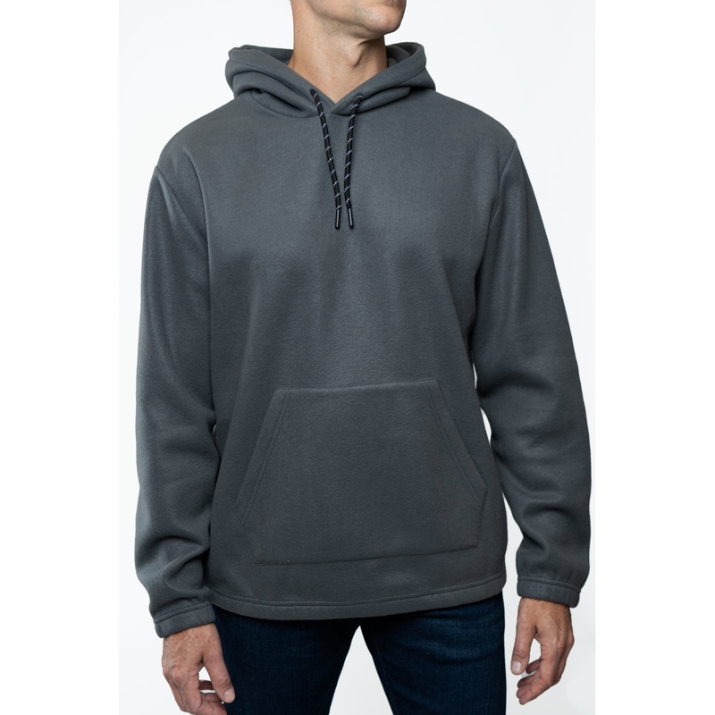Lazer Mens Polar Fleece Pullover Hoodie Sweatshirt Grey Large