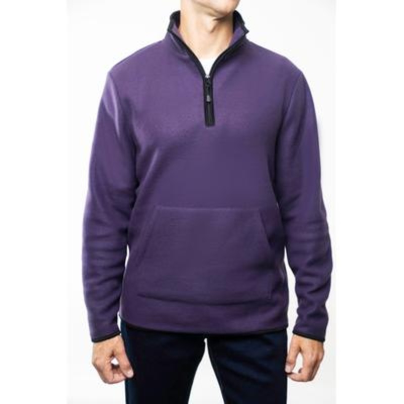 Lazer Mens Polar Quarter Zip Fleece Pullover Sweatshirt Deep Purple Large