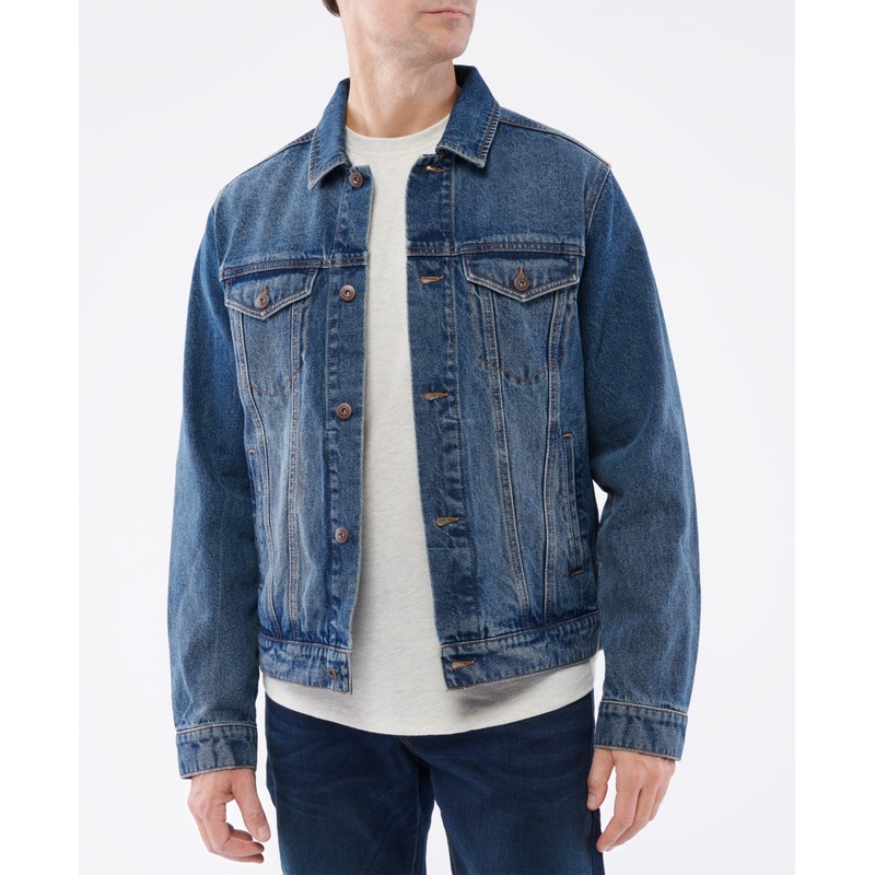 Lazer Mens Standard Fit Denim Trucker Jacket Blue Large