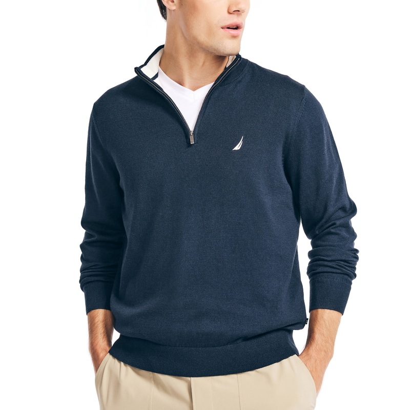 Nautica Mens Navtech Quarter Zip Sweater Navy Blue Size XXL