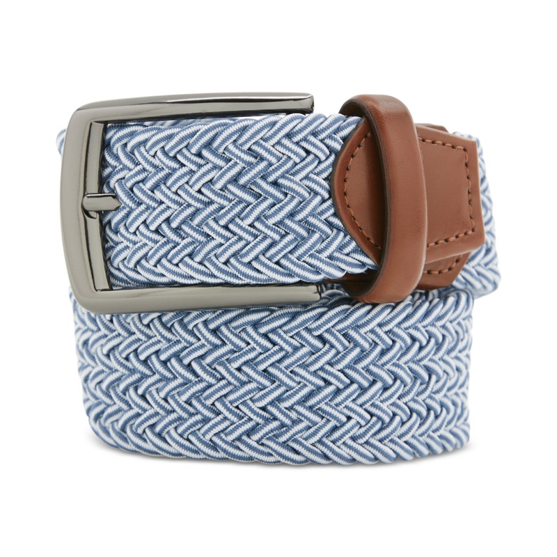 Perry Ellis Mens Portfolio Happy Blue Stretch Woven Belt Lite Blue Medium 34 36